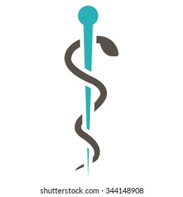 Medical Needle vector icon. Style is bicolor flat symbol, grey and cyan colors, rounded angles, white background.