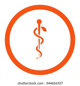 Medical Needle vector icon. Style is flat rounded symbol, orange color, rounded angles, white background.