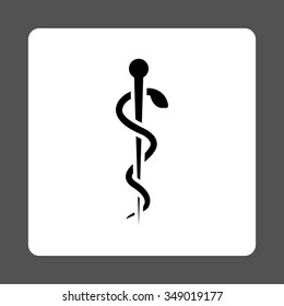 Medical Needle vector icon. Style is flat rounded square button, black and white colors, gray background.