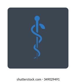 Medical Needle vector icon. Style is flat rounded square button, smooth blue colors, white background.