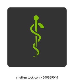Medical Needle vector icon. Style is flat rounded square button, eco green and gray colors, white background.