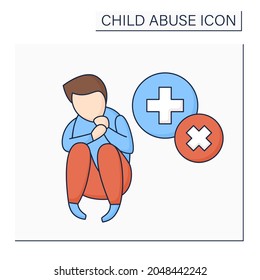 Medical Neglect Color Icon.Failure To Provide Adequate Medical Care For Child. Child Abuse Concept. Isolated Vector Illustration