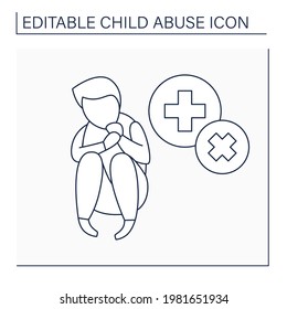 Medical Neglect Line Icon.Failure To Provide Adequate Medical Care For Child. Child Abuse Concept. Isolated Vector Illustration. Editable Stroke