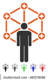 Medical Network Administrator Flat Vector Icon With Colored Versions. Color Medical Network Administrator Icon Variants With Black, Gray, Green, Blue, Red.