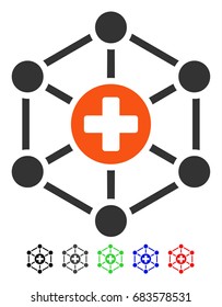 Medical Network flat vector pictograph with colored versions. Color medical network icon variants with black, gray, green, blue, red.