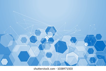 Medical network isolated on blue background. Abstract concept for web site,poster,placard,wallpaper and banner. Useful for brochure,layout and backdrop. Creative art,modern design, vector illustration