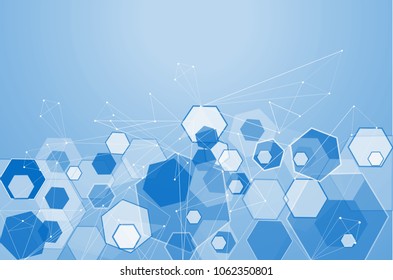 Medical network isolated on blue background. Abstract concept for web site,poster,placard,wallpaper and banner. Useful for brochure,layout and backdrop. Creative art,modern design, vector illustration