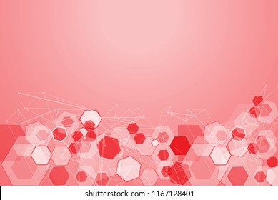 Medical network isolated on red background. Abstract concept for web site,poster,placard,wallpaper and banner.Useful for brochure,layout and backdrop. Creative art,modern design, vector illustration