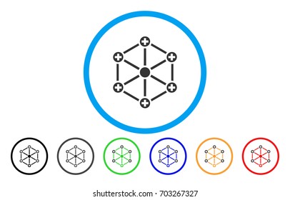 Medical Network rounded icon. Vector illustration style is a flat iconic symbol inside a circle, with black, gray, green, blue, orange, red color versions. Designed for web and software interfaces.