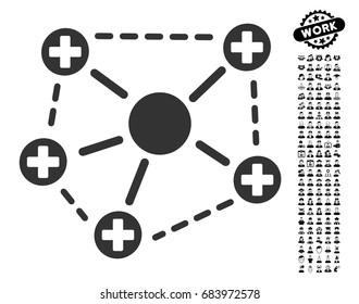 Medical Network Structure icon with black bonus people images. Medical Network Structure vector illustration style is a flat gray iconic element for web design, app user interfaces.