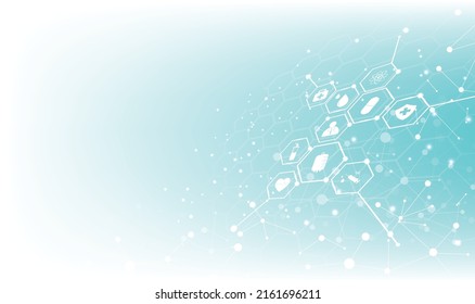 Medical network technology.Icon medical network connection with modern on dark blue background.Health care concept.