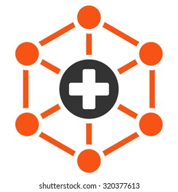 Medical Network vector icon. Style is bicolor flat symbol, orange and gray colors, rounded angles, white background.