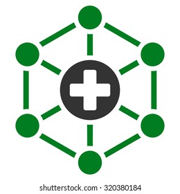 Medical Network vector icon. Style is bicolor flat symbol, green and gray colors, rounded angles, white background.
