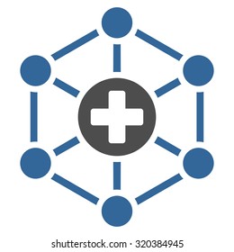 Medical Network vector icon. Style is bicolor flat symbol, cobalt and gray colors, rounded angles, white background.