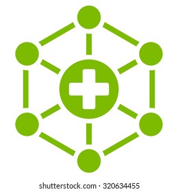 Medical Network vector icon. Style is flat symbol, eco green color, rounded angles, white background.