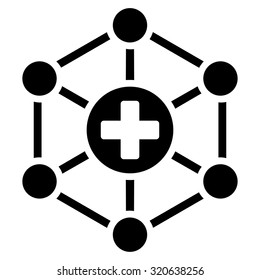 Medical Network Vector Icon. Style Is Flat Symbol, Black Color, Rounded Angles, White Background.