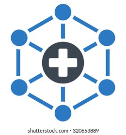 Medical Network vector icon. Style is bicolor flat symbol, smooth blue colors, rounded angles, white background.