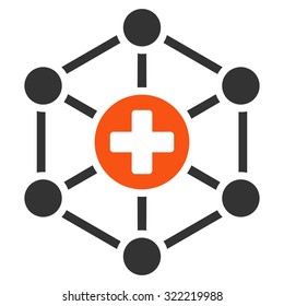 Medical Network vector icon. Style is bicolor flat symbol, orange and gray colors, rounded angles, white background.