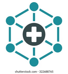 Medical Network vector icon. Style is bicolor flat symbol, soft blue colors, rounded angles, white background.