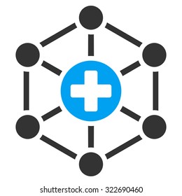 Medical Network vector icon. Style is bicolor flat symbol, blue and gray colors, rounded angles, white background.