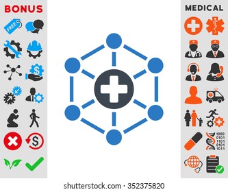 Medical Network vector icon. Style is bicolor flat symbol, smooth blue colors, rounded angles, white background.
