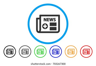Medical Newspaper rounded icon. Vector illustration style is a flat iconic symbol inside a circle, with black, grey, green, blue, orange, red color versions. Designed for web and software interfaces.