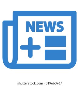 Medical Newspaper vector icon. Style is flat symbol, cobalt color, rounded angles, white background.