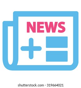 Medical Newspaper vector icon. Style is bicolor flat symbol, pink and blue colors, rounded angles, white background.