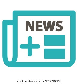 Medical Newspaper vector icon. Style is bicolor flat symbol, grey and cyan colors, rounded angles, white background.