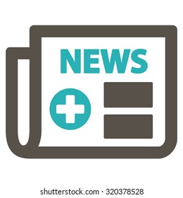 Medical Newspaper vector icon. Style is bicolor flat symbol, grey and cyan colors, rounded angles, white background.