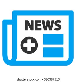 Medical Newspaper vector icon. Style is bicolor flat symbol, blue and gray colors, rounded angles, white background.