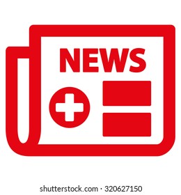 Medical Newspaper vector icon. Style is flat symbol, red color, rounded angles, white background.