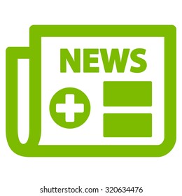 Medical Newspaper vector icon. Style is flat symbol, eco green color, rounded angles, white background.