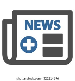Medical Newspaper vector icon. Style is bicolor flat symbol, cobalt and gray colors, rounded angles, white background.
