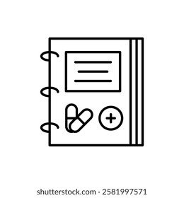 Medical notebook icon Flat vector set outline