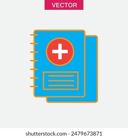 Medical notebook vector flat color illustration on white background..eps