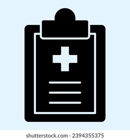 Medical notes solid icon. Pocket clipboard with cross sign. Health care vector design concept, glyph style pictogram on white background, use for web and app. Eps 10