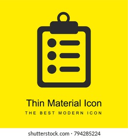 Medical notes symbol of a list paper on a clipboard bright yellow material minimal icon or logo design