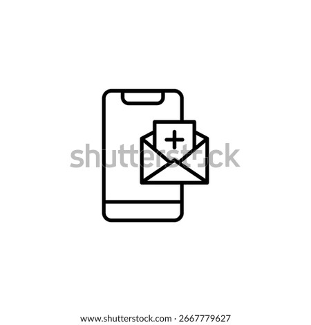 Medical Notification On Smartphone With Plus Sign Inside An Envelope Icon