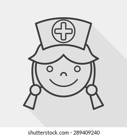 Medical nurse flat icon with long shadow, line icon