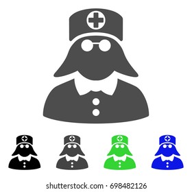 Medical Nurse flat vector pictogram. Colored medical nurse, gray, black, blue, green icon versions. Flat icon style for graphic design.