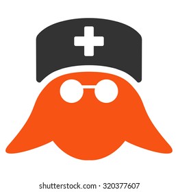 Medical Nurse Head vector icon. Style is bicolor flat symbol, orange and gray colors, rounded angles, white background.