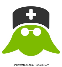 Medical Nurse Head vector icon. Style is bicolor flat symbol, eco green and gray colors, rounded angles, white background.