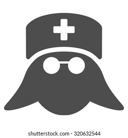Medical Nurse Head vector icon. Style is flat symbol, gray color, rounded angles, white background.