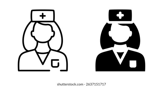 Medical nurse icon. Line and silhouette style.