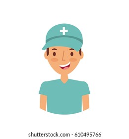 medical nurse man cartoon icon over white background. colorful design. vector illustration