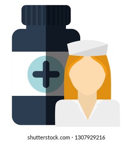 medical nurse with medicine bottle