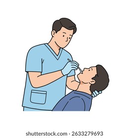 Enfermeira médica realizando esfregaço da garganta no fundo branco do paciente Amostra de diagnóstico