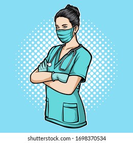 medical nurse vector logo illustration