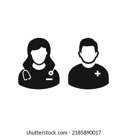 Medical Nurse And Ward Boy Icon. Editable Vector EPS Symbol Illustration. 